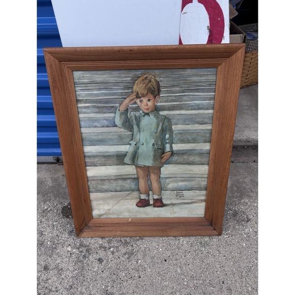 Other - John F. Kennedy Jr Saluting Esther Seymour Stevenson Framed Wood Print Art Baby